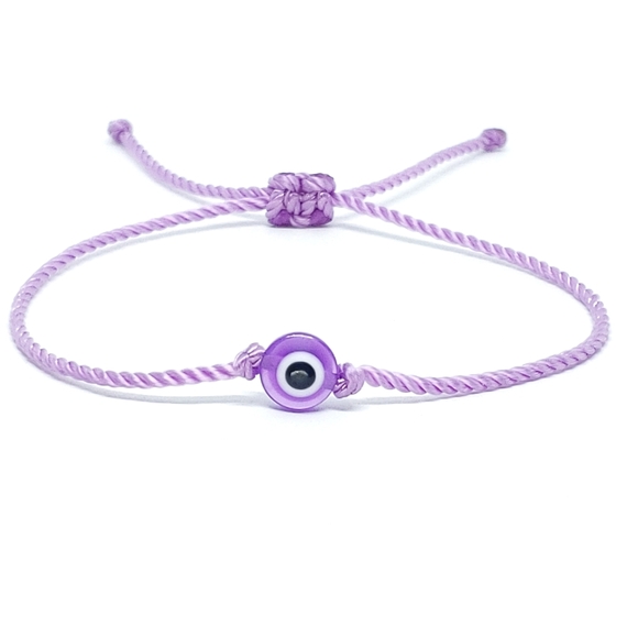 Evil eye bracelet, beautiful lavender single string evil eye wristband - Picture 1 of 2